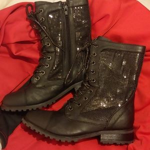 Black combat boots